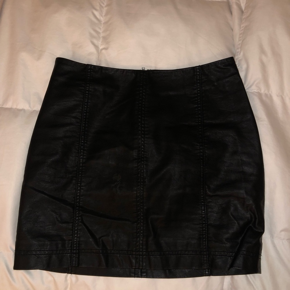 leather free people mini skirt